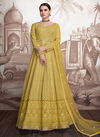 Yellow Colour Fancy Designer Latest Wedding Wear Heavy Faux Georgette with worked Stylish Beautifull Gown Collection 1004